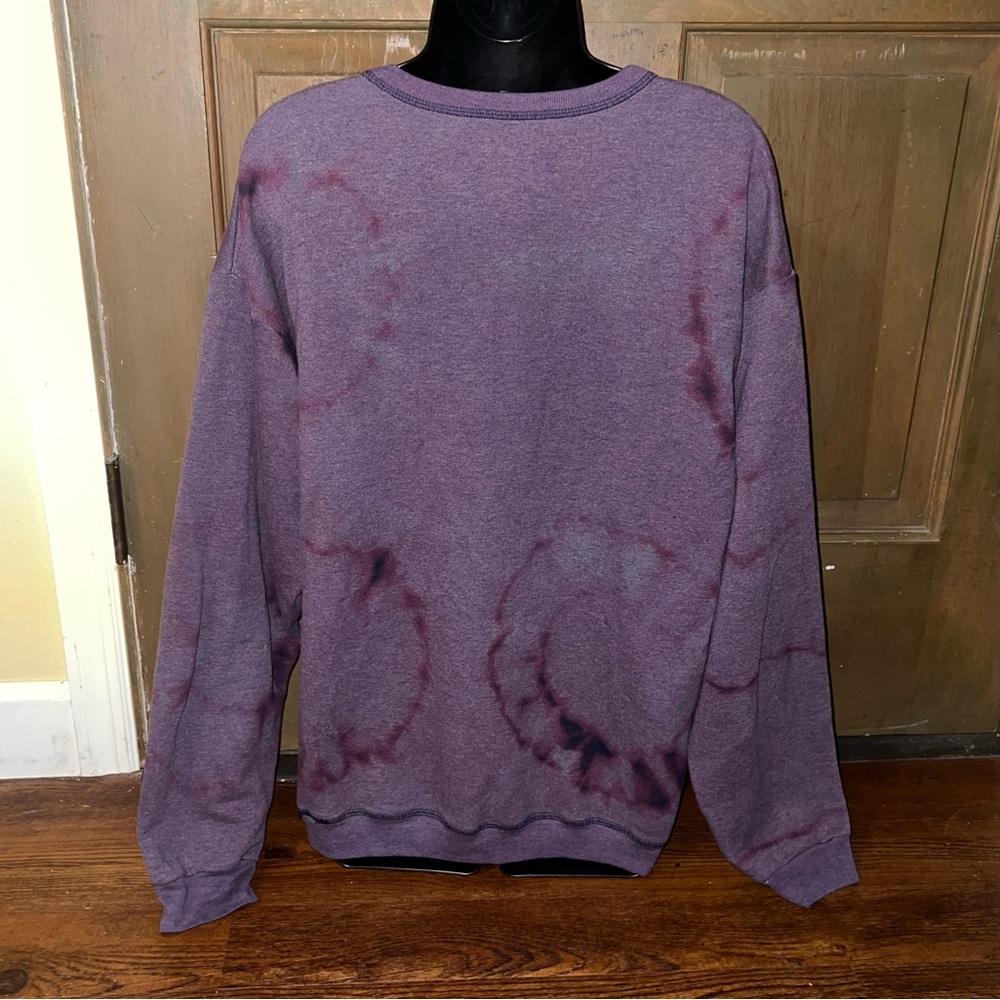 Vintage Hanes Sunburst Tie-Dye Purple Gray Long Sleeve Pullover Sweater Size L - Picture 4 of 14
